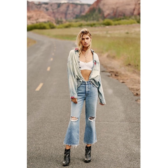 Free People Ranger Wide Leg Jeans Size 28 - Picture 1 of 8